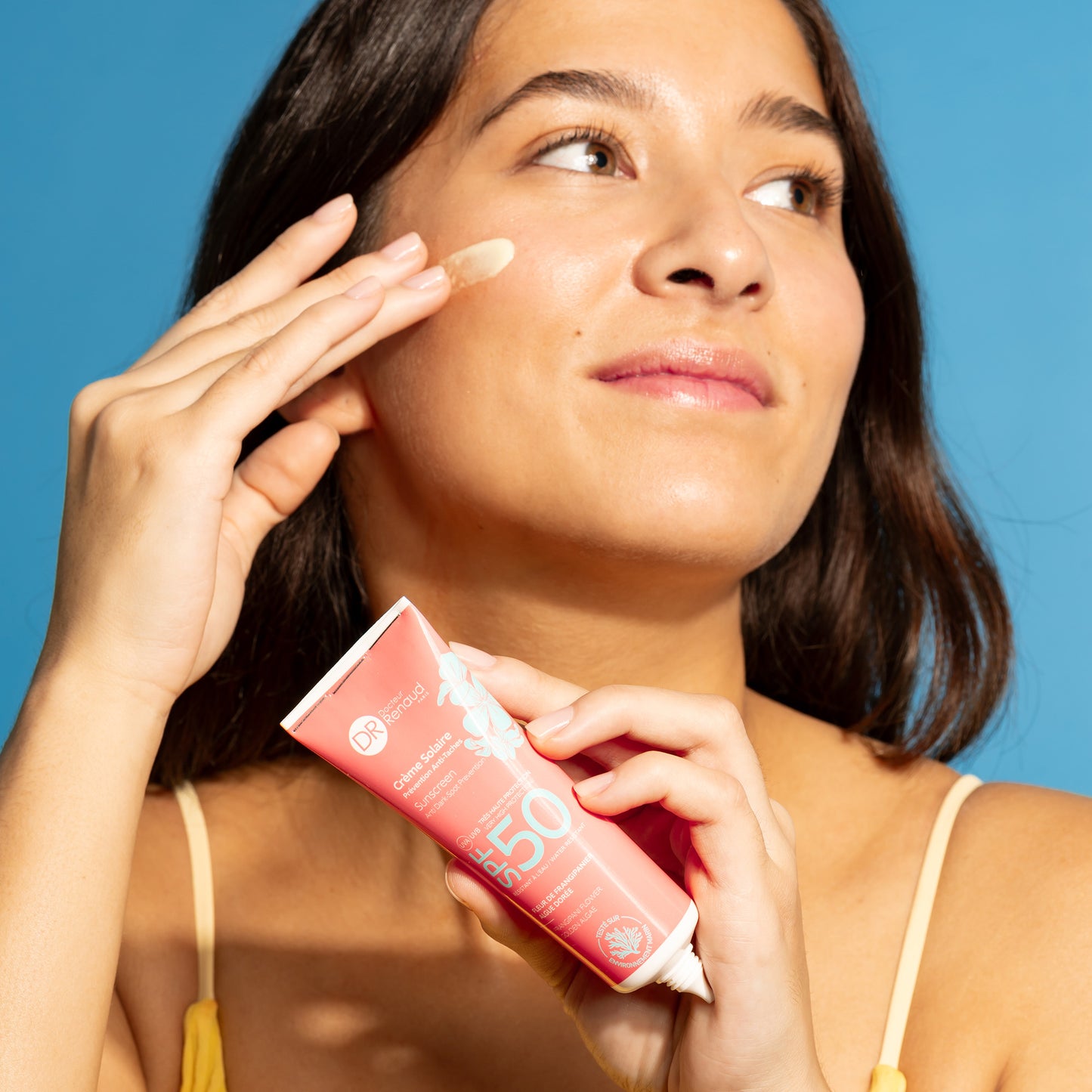 Crema solare viso anti-macchie SPF50 ai Fiori di Frangipane 50 ml
